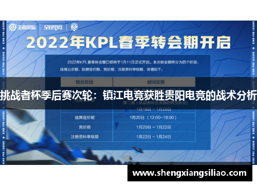 挑战者杯季后赛次轮：镇江电竞获胜贵阳电竞的战术分析